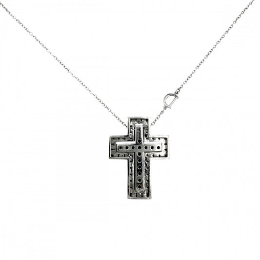 Damiani ダミアーニ ネックレス ベルエポック Sサイズ クロスモチーフ ペンダント アクセサリー ジュエリー K18ホワイトゴールド レインボーサファイア マルチカラー レディース 約12.2g【中古品】