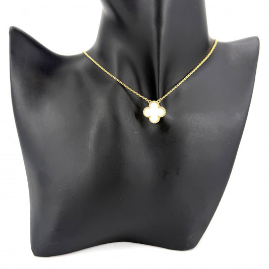 Van Cleef & Arpels ヴァンクリーフ&アーペル ネックレス ヴィンテージアルハンブラ K18イエローゴールド マザーオブパール VCARA45900 ホワイト 白 レディース 約5.2g【中古品】