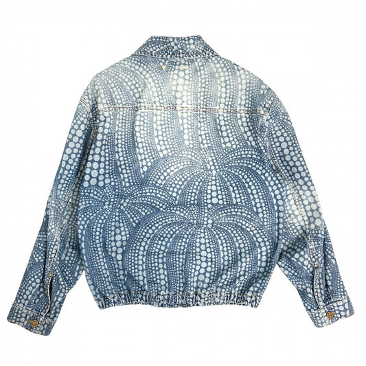 LOUIS VUITTON ルイヴィトン デニムジャケット オールオーバー パンプキン ブルゾン 草間彌生 服 50 ブルー 青 ゴールド金具 レディース【中古品】