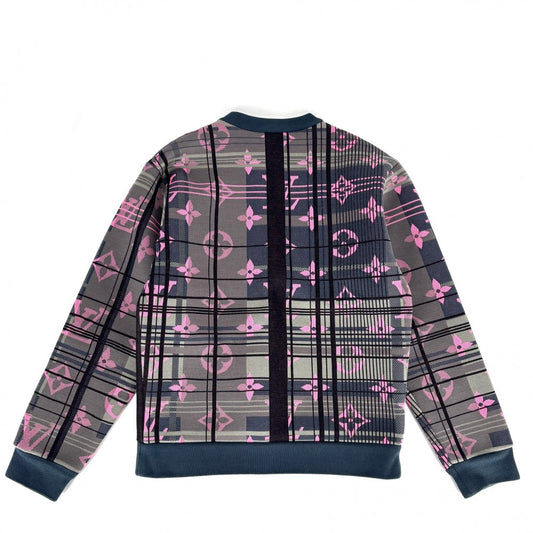 LOUIS VUITTON ルイヴィトン スウェット モノグラムジャガード トレーナー 長袖トップス アパレル 服 XS ネイビー 紺 ピンク 春 秋 冬 コットン ポリエステル メンズ【中古品】