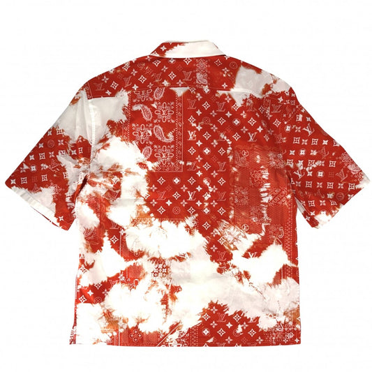 LOUIS VUITTON ルイヴィトン 半袖シャツ モノグラムバンダナ ペイズリー トップス アパレル 服 XL オレンジ ホワイト 白 春 夏 コットン メンズ【中古品】