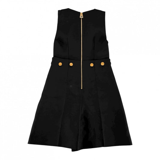 【開店SALE】 LOUIS VUITTON ルイヴィトン ワンピース ノースリーブ ジップアップ オールインワン 服 アパレル 34 ブラック 黒 ゴールド金具 春 夏 ウール シルク レディース【中古品】