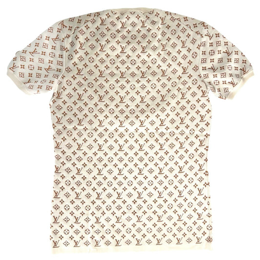 LOUIS VUITTON ルイヴィトン 半袖Tシャツ モノグラム アパレル トップス 服 XL ベージュ ブラウン 茶 春 夏 シルク ナイロン ポリウレタン レディース【中古品】