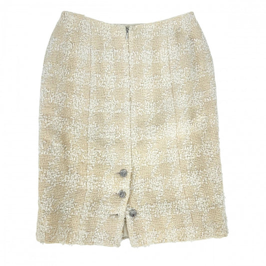 CHANEL シャネル スカート ツイード ココボタン ボトムス ヴィンテージ ココマーク アパレル 服 38 イエロー シルバー金具 オールシーズン ウール ナイロン レディース【中古品】