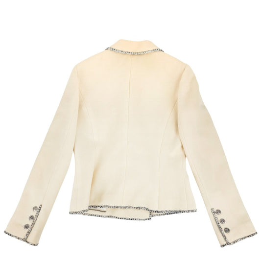 CHANEL シャネル アウター ジャケット ココマーク エンブレム ココ アパレル 服 38 クリーム 春 秋 ウール レディース【中古品】