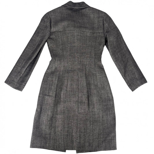 【開店SALE】 CHANEL シャネル アウター ココマーク ロングコート アパレル 服 薄手 36 ダークブラウン 秋 ウール ポリエステル ナイロン コットン レディース【中古品】