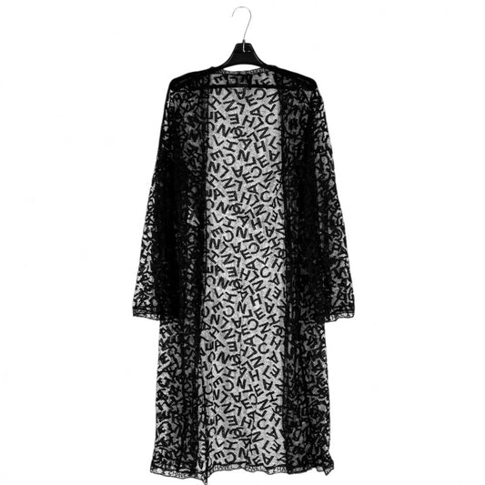 【開店SALE】 CHANEL シャネル カーディガン ココマーク ロゴ 総レース 服 トップス アパレル ヴィンテージ 38 P12032V06982 ブラック 黒 春 夏 コットン ナイロン レディース 1998年【中古品】