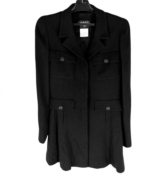 CHANEL シャネル セットアップ パンツ ジャケット 服 アパレル 36 ブラック 黒 秋 冬 ウール レーヨン レディース 2002年【中古品】