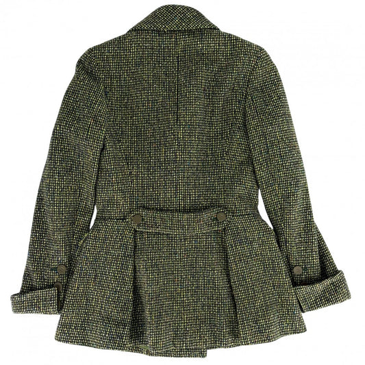 CHANEL シャネル アウター ツイード ジャケット アパレル 服 38 グリーン 緑 ゴールド金具 秋 冬 ウール シルク レディース【中古品】