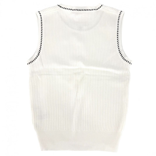 【開店SALE】 CHANEL シャネル タンクトップ ココマーク ノースリーブ アパレル 服 ニット 38 P06660W03008 ホワイト 白 ブラック 黒 夏 コットン レディース【中古品】
