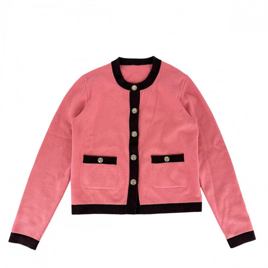 【秋物特集】 CHANEL シャネル セットアップ トップス ジャケット スカート ココボタン ヴィンテージ アパレル 服 38 ピンク バーガンディ ゴールド金具 春 秋 カシミヤ レディース【中古品】