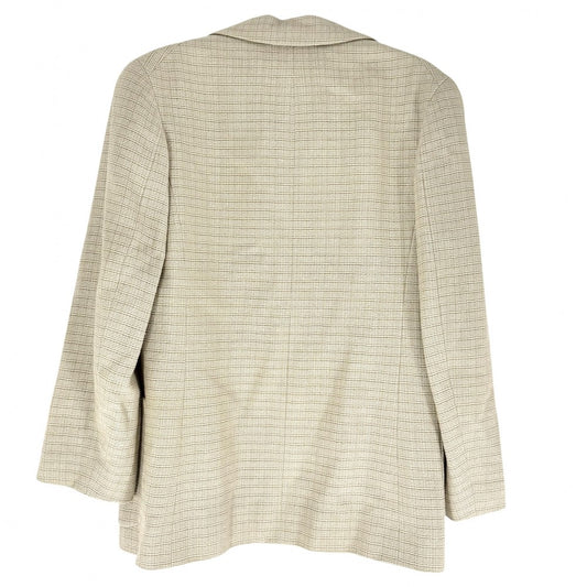 【開店SALE】 CHANEL シャネル アウター ロゴボタン ジャケット アパレル 服 38 ベージュ シルバー金具 コットン ウール ナイロン レディース【中古品】