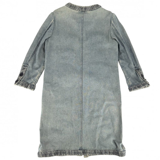 【秋物特集】 CHANEL シャネル デニムジャケット ロングジャケット アパレル 服 アウター 40 インディゴ 春 秋 コットン レディース【中古品】