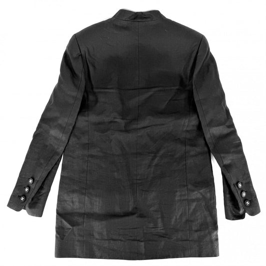 CHANEL シャネル ノーカラージャケット ココボタン 服 アパレル 40 ブラック 黒 春 秋 リネン シルク レディース【中古品】