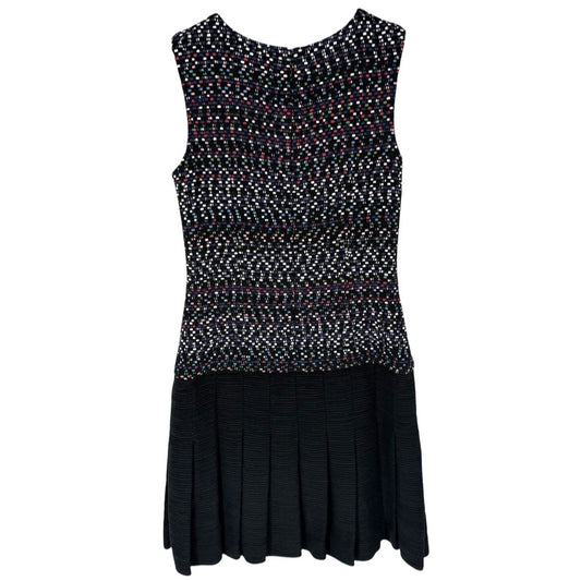 CHANEL シャネル ワンピース ツイード プリーツ ココマーク アパレル 服 36 ブラック 黒 マルチカラー 秋 コットン レディース【中古品】