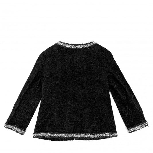 【秋物特集】 CHANEL シャネル ノーカラージャケット ジップアップ 服 アパレル 36 ブラック 黒 秋 冬 シルク アクリル シルク レディース【中古品】