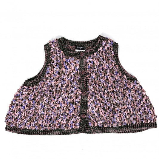 CHANEL シャネル セットアップ ベスト トップス ジャケット スカート 34/36 アパレル 服 ニット ピンク グリーン 緑 春 秋 コットン シルク その他 レディース【中古品】