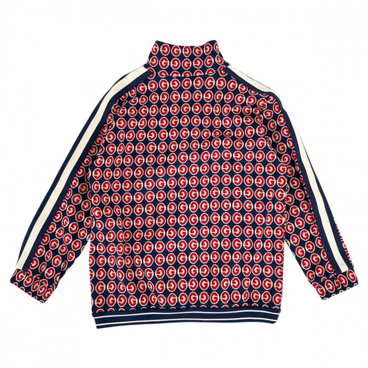 【開店SALE】 GUCCI グッチ ジャケット トラックジャケット ジャージ アウター アパレル 服 600362 ブルー 青 レッド 赤 シルバー金具 春 秋 コットン キッズ【中古品】