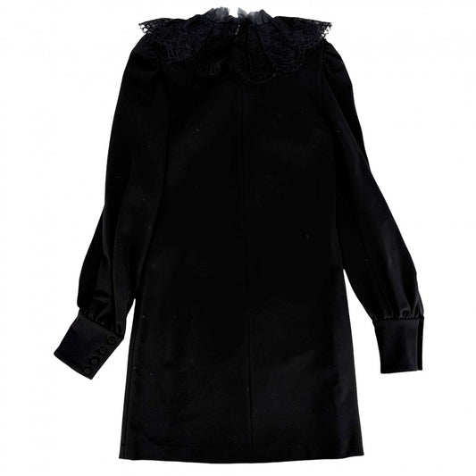 GUCCI グッチ ワンピース フリル リボン 長袖 服 ドレス アパレル シェリーライン XS 595504 ブラック 黒 春 秋 オールシーズン レーヨン ナイロン ポリウレタン レディース【中古品】