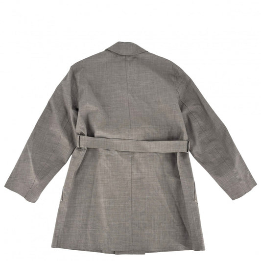 HERMES エルメス トレンチコート マッキントッシュ アウター ロングコート アパレル 服 XS グレーブラウン系 シルバー金具 秋 冬 ウール レディース【中古品】