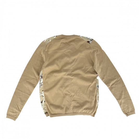 HERMES エルメス カーディガン シルク切り替え アニマル アパレル 服 XS ベージュ マルチカラー 春 秋 シルク レディース【中古品】