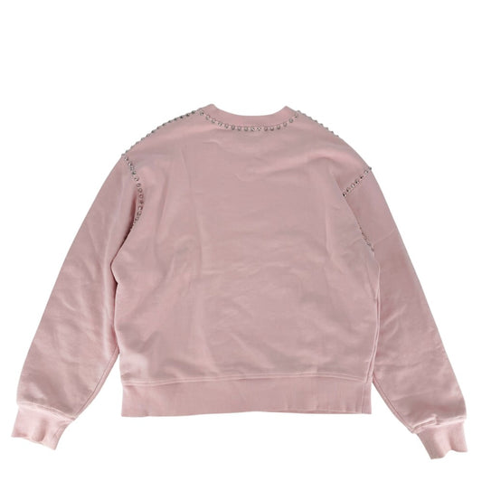 MIUMIU ミュウミュウ スウェット ロゴ スタッズ 長袖 トップス アパレル 服 裏起毛 S ピンク 秋 冬 コットン レディース【中古品】