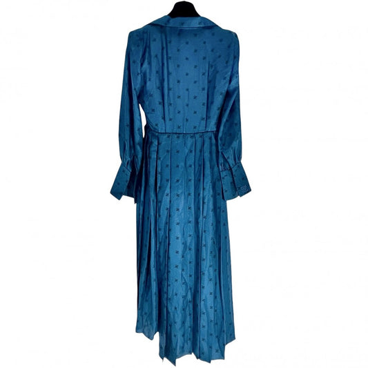 【開店SALE】 FENDI フェンディ ワンピース プリーツ 長袖 ロングワンピース アパレル 服 36 ブルー系 春 秋 ナイロン レディース【中古品】