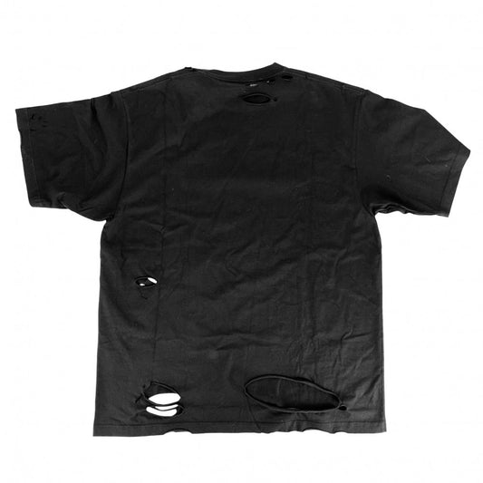 BALENCIAGA バレンシアガ 半袖Tシャツ デストロイ加工 クルーネック トップス オーバーサイズ ロゴ アパレル 服 S 651795 ブラック 黒 コットン メンズ【中古品】