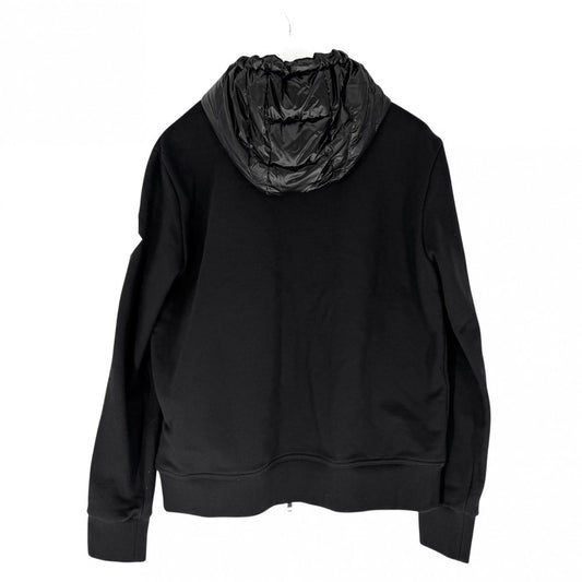 MONCLER モンクレール パーカー スウェット切替 MAGLIA フーディ ダウンジャケット ジップアップ アパレル 服 XL ブラック 黒 ホワイト 白 ブラック金具 春 秋 コットン ナイロン メンズ【中古品】