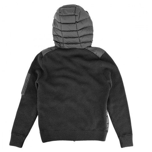 MONCLER モンクレール ブルゾン ニット切り替え TRICOT CARDIGAN アウター ジップアップ 素材切り替え アパレル 服 S ブラック 黒 ガンメタル金具 春 秋 ナイロン アクリル ウール メンズ【中古品】