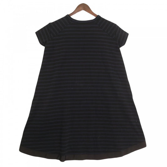 【開店SALE】 Sacai サカイ ワンピース 半袖 ボーダー アパレル 服 ネイビー 紺 ブラック 黒 コットン レディース【中古品】