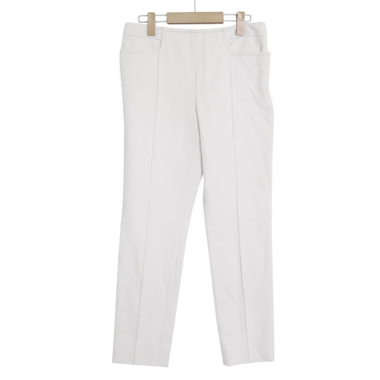 HERMES エルメス パンツ スラックス 長ズボン アパレル 服 38 ホワイト 白 シルバー金具 オールシーズン コットン ポリアミド エラスタン レディース【中古品】
