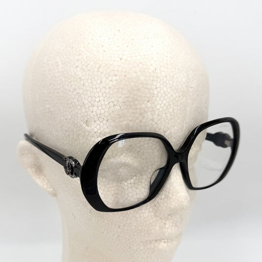 【開店SALE】 CHANEL シャネル サングラス ココマーク アイウェア 眼鏡 カラーレンズ 3418-S-A ブラック 黒 ゴールド金具 レディース【中古品】