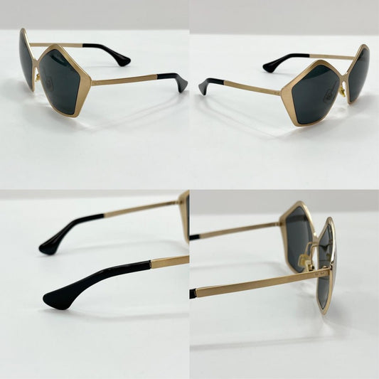 MIUMIU ミュウミュウ サングラス アイウェア 眼鏡 SMU53N ゴールド ブラック 黒 ゴールド金具 レディース【中古品】