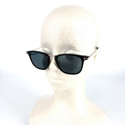TOM FORD トムフォード サングラス ウェリントン アイウェア 眼鏡 TF672 ブラック 黒 ゴールド金具 メンズ【中古品】