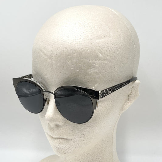 【開店SALE】 Dior ディオール サングラス DIORAMA MINI アイウェア ラウンド キャットアイ 物 眼鏡 プラスチック ブラック 黒 シルバー金具 レディース【中古品】