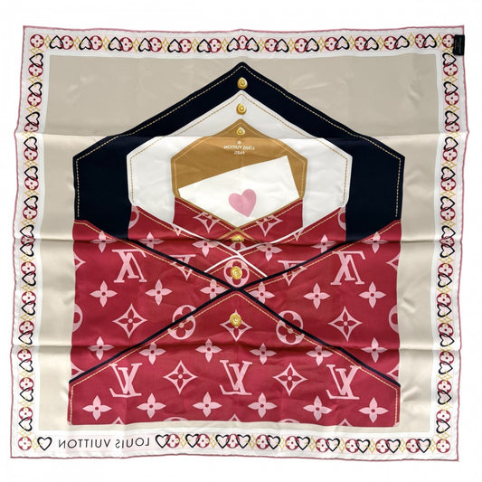 【開店SALE】 LOUIS VUITTON ルイヴィトン スカーフ マイトゥルーLV ファッションアイテム M78061 シルク レッド 赤 マルチカラー レディース【中古品】