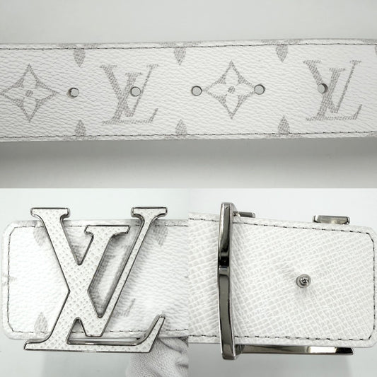 【開店SALE】 LOUIS VUITTON ルイヴィトン ベルト LV イニシャル 40MM リバーシブル ファッションアイテム 小物 85/34 M0713 ホワイト 白 シルバー金具 メンズ【中古品】