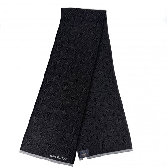 LOUIS VUITTON ルイヴィトン マフラー マフラー マイ・モノグラム・エクリプス ストール M73468 秋 冬 ウール ブラック 黒 メンズ【中古品】