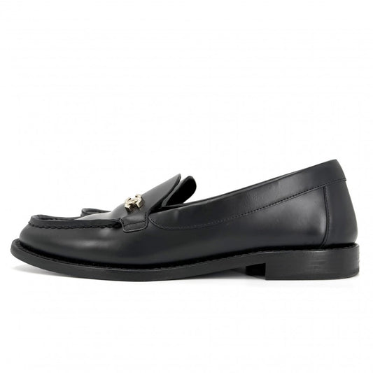 【開店SALE】 CHANEL シャネル ローファー ココマーク パンプス シューズ 靴 36 1/2C G45615 春 秋 冬 レザー ラインストーン ブラック 黒 ゴールド金具 レディース【中古品】