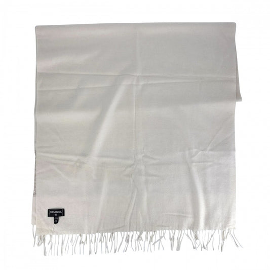 【開店SALE】 CHANEL シャネル ストール ファッションアイテム 大判 ココマーク 白 ホワイト カシミヤ スパンコール アイボリー レディース【中古品】