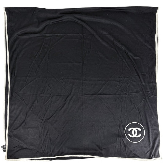 【開店SALE】 CHANEL シャネル ストール ファッションアイテム 大判 ココマーク カシミヤ シルク ブラック 黒 ホワイト 白 レディース【中古品】