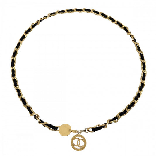【開店SALE】 CHANEL シャネル ベルト メダル チェーンベルト ファッションアイテム 小物 ココマーク ヴィンテージ GP レザー ゴールド ブラック 黒 レディース【中古品】