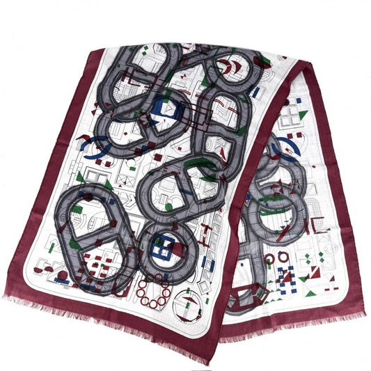 【開店SALE】 HERMES エルメス スカーフ レクタングルアンプリムール ストール ショール H693245T カシミヤ シルク グレー レッド 赤 レディース【中古品】