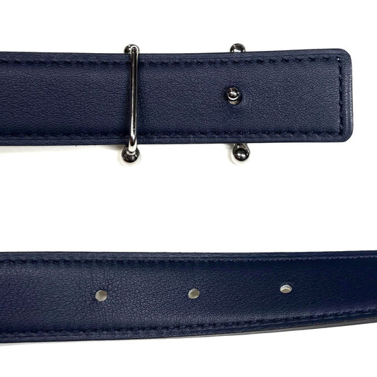 【開店SALE】 HERMES エルメス ベルト モールH リバーシブル ファッションアイテム 70/23MM 小物 U刻印 レザー ブルー 青 ホワイト 白 シルバー金具 レディース 2022年【中古品】