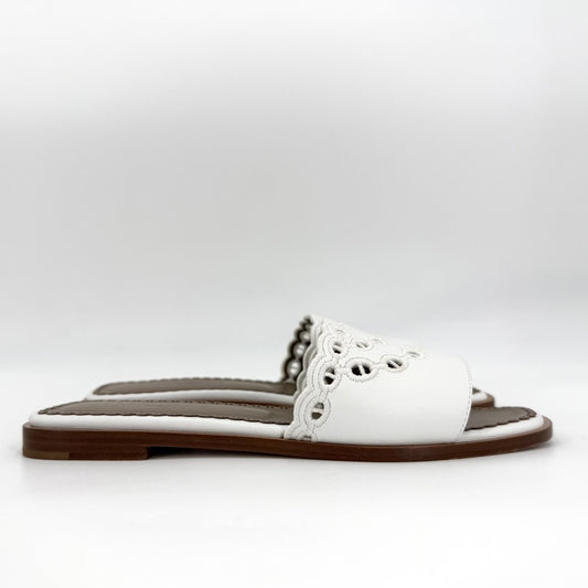 【開店SALE】 HERMES エルメス サンダル シェーヌダンクル ガエル フラットシューズ 靴 36サイズ 約23cm 春 夏 レザー ブラウン 茶 ホワイト 白 レディース【中古品】