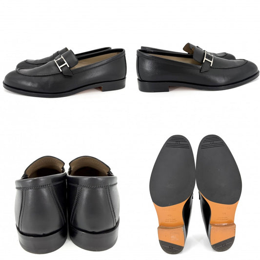 HERMES エルメス ローファー モントレー メンズモカシン 靴 シューズ 41 1/2サイズ 約26.5cm H171435ZH02390 レザー ブラック 黒 シルバー金具 メンズ【中古品】