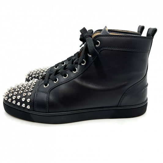 【開店SALE】 Christian Louboutin クリスチャンルブタン スニーカー ハイカット スパイクスタッズ 40.5サイズ 靴 シューズ ファッションアイテム 1151061 レザー ブラック 黒 シルバー金具 メンズ【中古品】