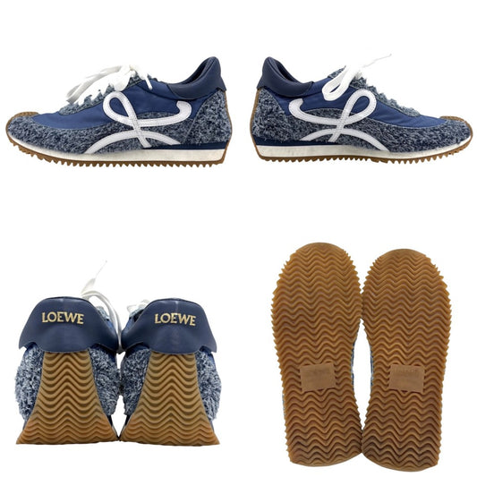 LOEWE ロエベ スニーカー フローランナー 靴 ランニングシューズ 40サイズ 約27cm ナイロン スエード ブルー系 メンズ【中古品】
