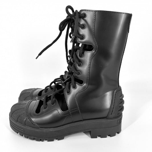 【開店SALE】 Christian Dior クリスチャンディオール ブーツ ビー レースアップ シューズ 靴 35 1/2サイズ 約22.5cm レザー ブラック 黒 ブラック金具 レディース【中古品】